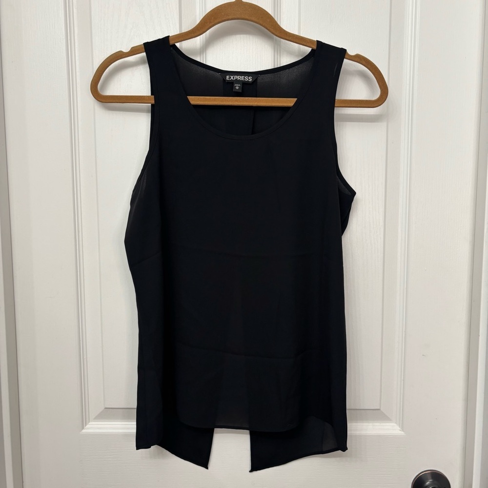 Black Sleeveless Blouse with Back Split Hem | Express XS